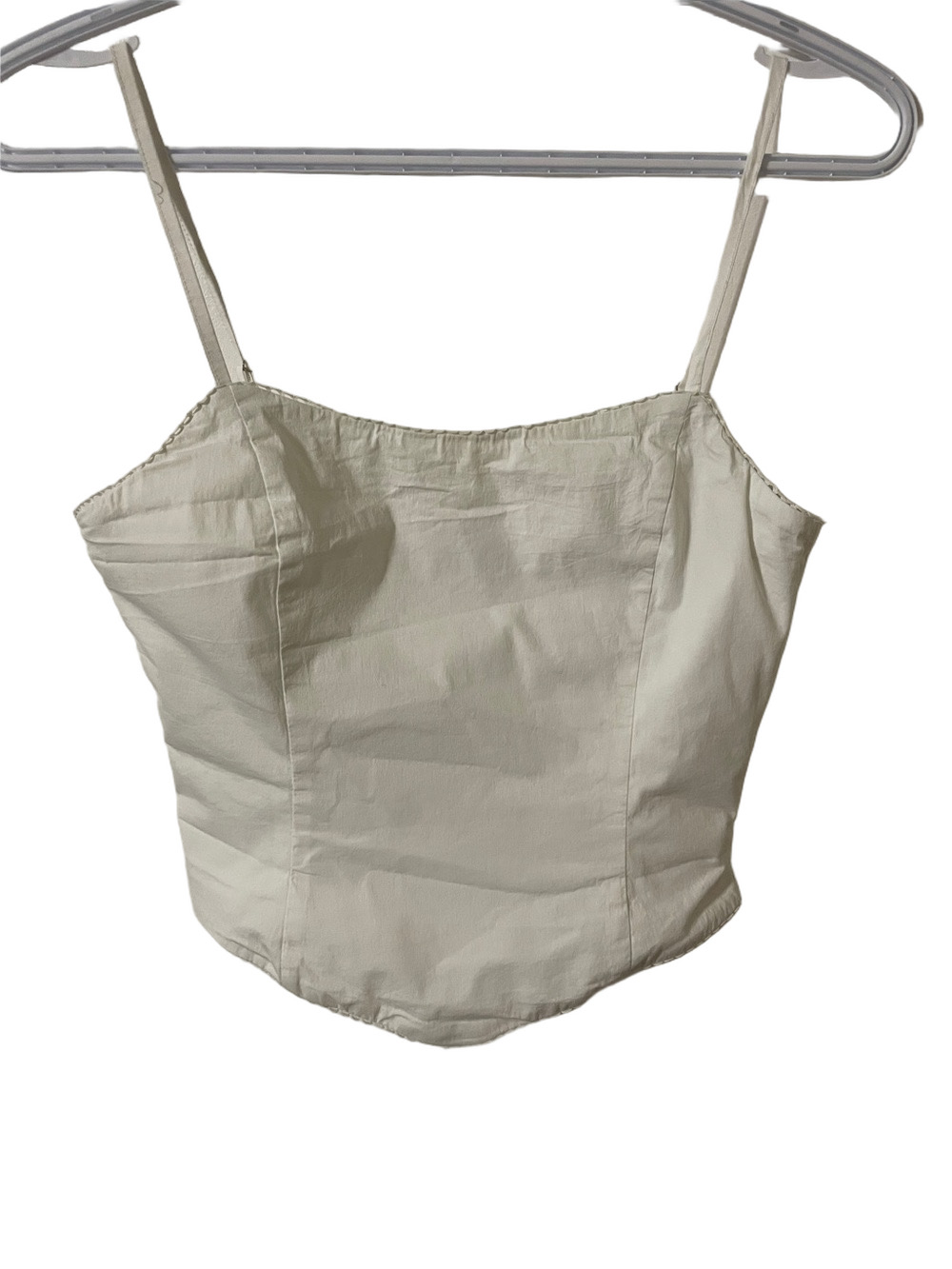 Tiger Mist Cream Spaghetti-Strap Corset Crop Top Size Small